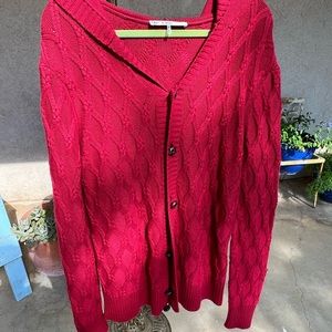 Mr Turk men’s red cotton hoodie cardigan. Medium